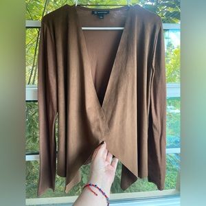 Sweater brown faux suede front open